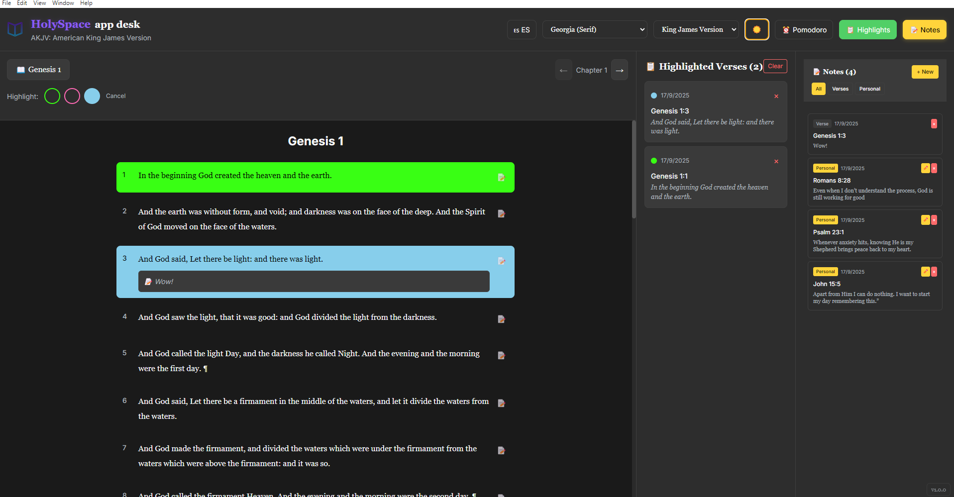 HolySpace App Interface 1